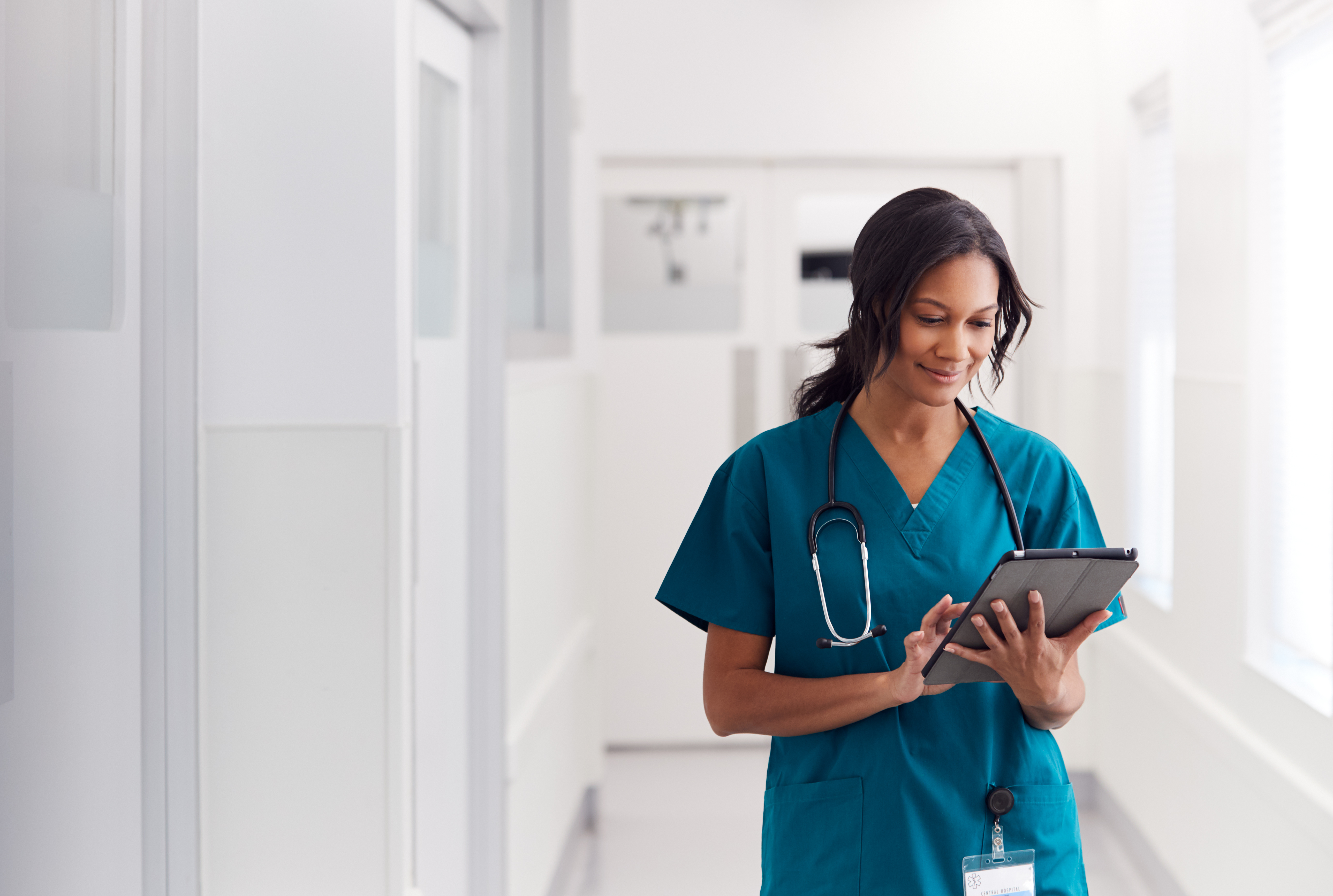 Healthcare professional with tablet