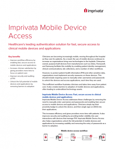 Imprivata Mobile Device Access | Imprivata